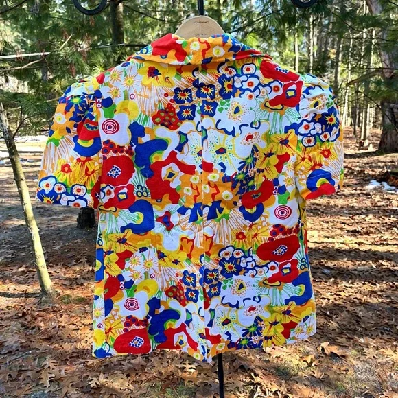 70s Handmade Floral Blazer Jacket / Top Groovy Pop Art Psychedelic Colorful - Picture 16 of 16